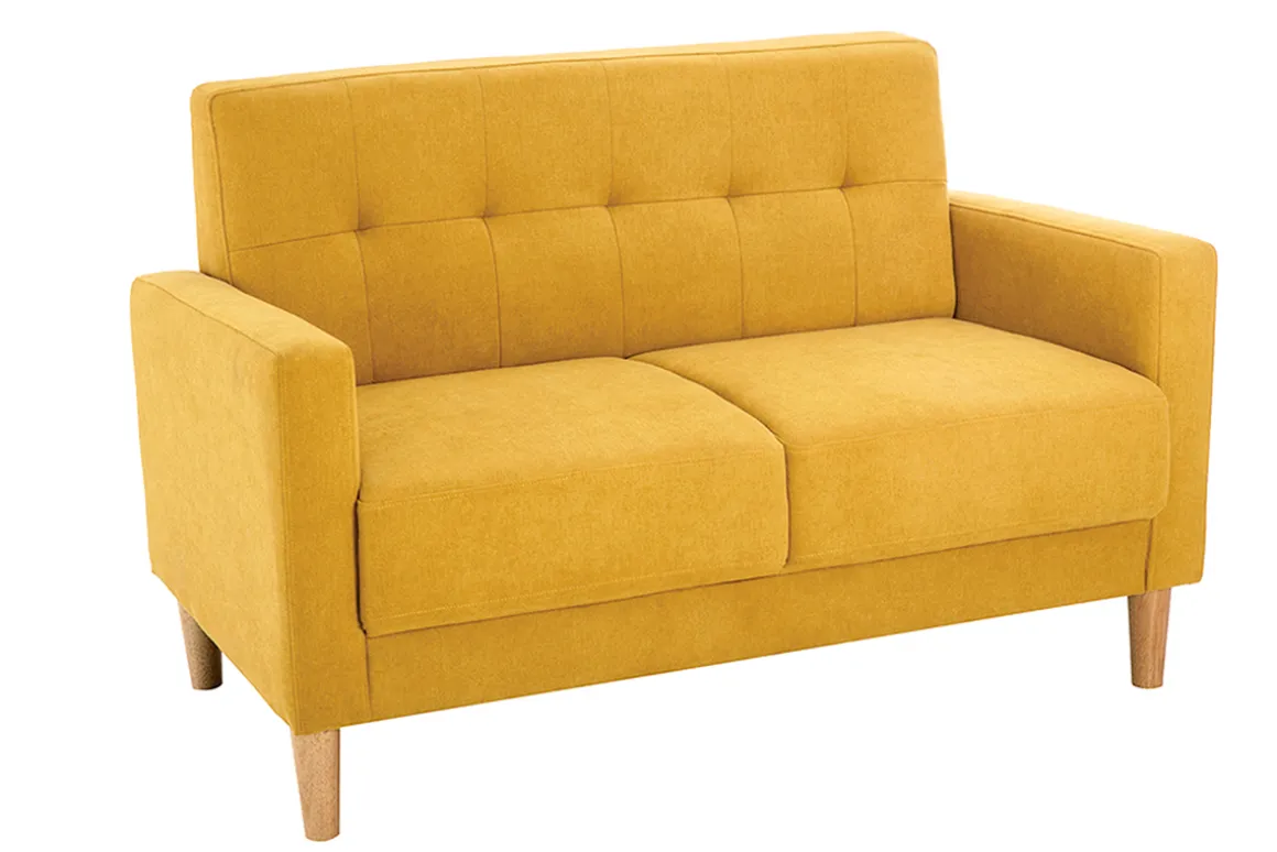 Sale Miliboo Sofá 2 plazas de estilo nórdico amarillo mostaza con efecto aterciopelado MOON