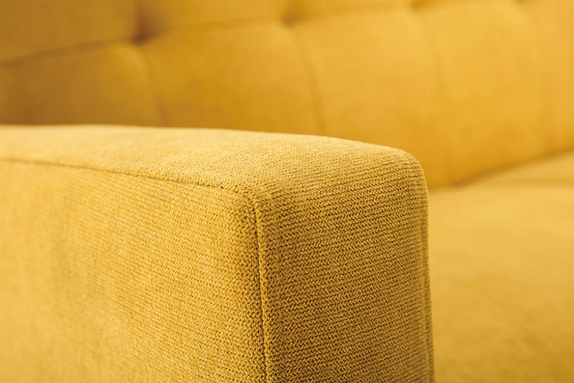 Sale Miliboo Sofá 2 plazas de estilo nórdico amarillo mostaza con efecto aterciopelado MOON