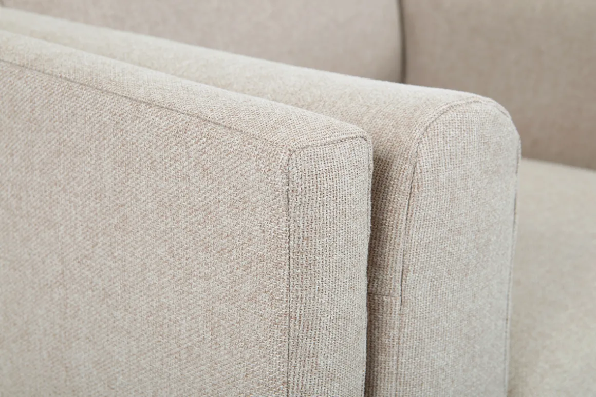 Shop Miliboo Sofá 2 plazas de tela beige capuchino jaspeado STING