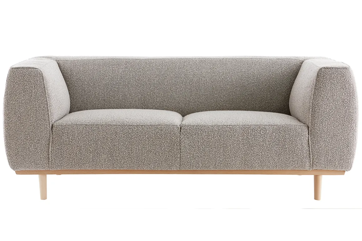 Sale Miliboo Sofá 2-3 plazas estilo nórdico de tejido rizado estilo lana de color topo MORRIS
