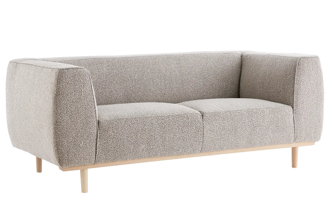Sale Miliboo Sofá 2-3 plazas estilo nórdico de tejido rizado estilo lana de color topo MORRIS