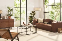 Flash Sale Miliboo Sofá 3 plazas moderno de piel de búfalo COBAIN