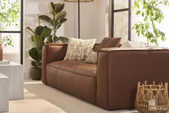 Flash Sale Miliboo Sofá 3 plazas moderno de piel de búfalo COBAIN