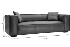 Flash Sale Miliboo Sofá 3 plazas moderno de piel de búfalo COBAIN