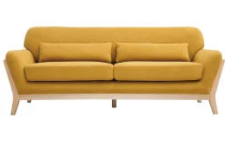 Discount Miliboo Sofá tejido efecto aterciopelado amarillo mostaza 3 plazas YOKO
