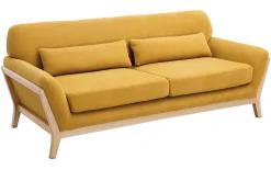 Discount Miliboo Sofá tejido efecto aterciopelado amarillo mostaza 3 plazas YOKO