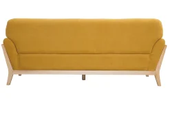 Discount Miliboo Sofá tejido efecto aterciopelado amarillo mostaza 3 plazas YOKO