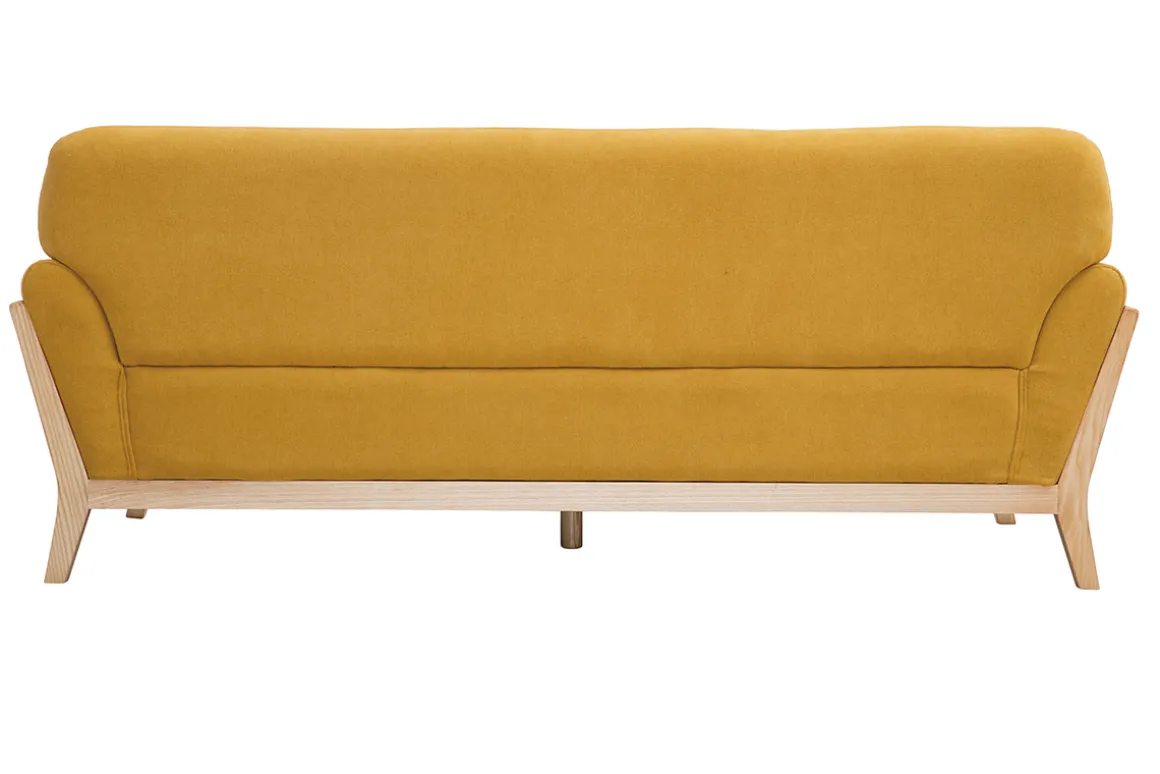 Discount Miliboo Sofá tejido efecto aterciopelado amarillo mostaza 3 plazas YOKO