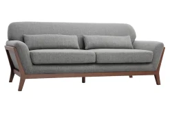 Flash Sale Miliboo Sofá vintage 3 plazas gris y nogal YOKO