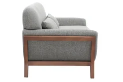 Flash Sale Miliboo Sofá vintage 3 plazas gris y nogal YOKO