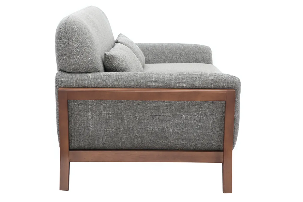 Flash Sale Miliboo Sofá vintage 3 plazas gris y nogal YOKO