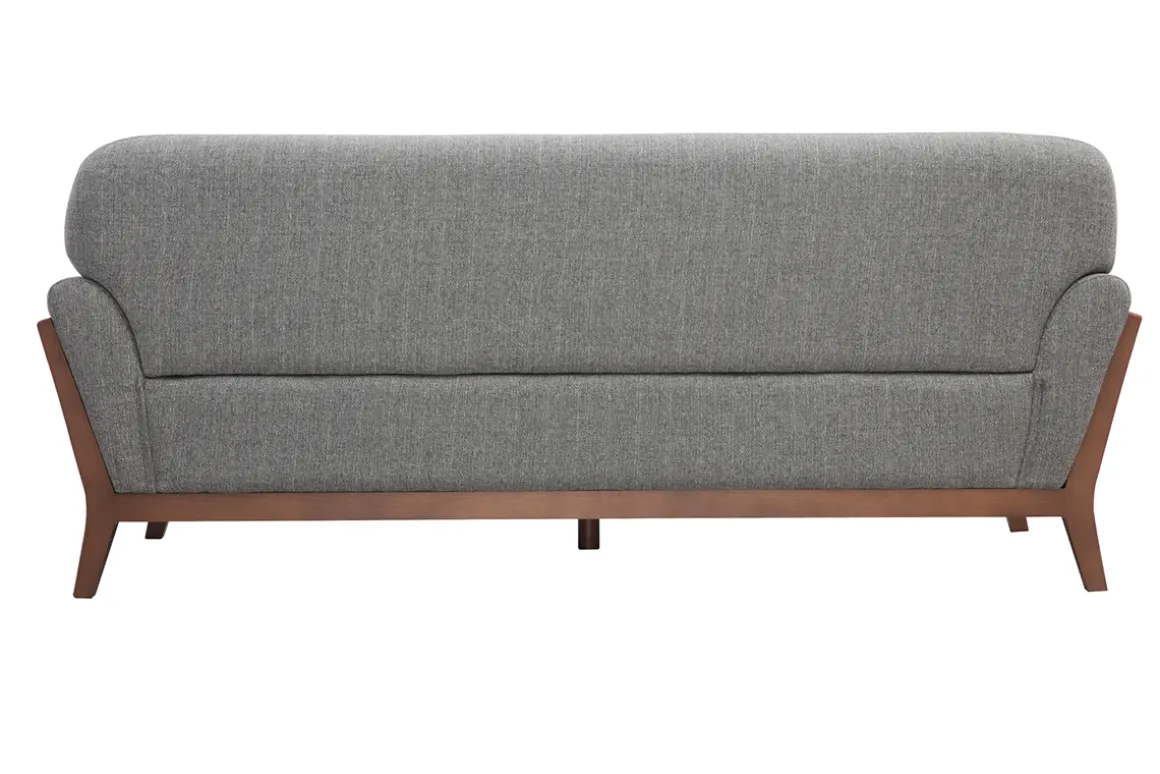Flash Sale Miliboo Sofá vintage 3 plazas gris y nogal YOKO