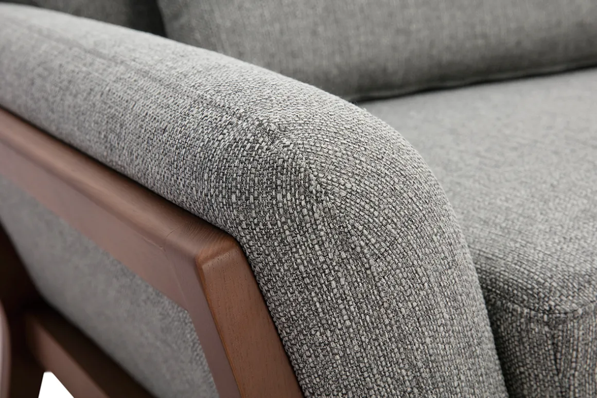 Flash Sale Miliboo Sofá vintage 3 plazas gris y nogal YOKO
