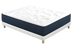Flash Sale Miliboo Somier tapizado en blanco con patas de madera 140 × 200 cm JAMI