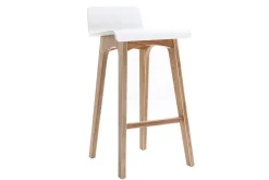 Best Sale Miliboo Taburete / Silla de bar escandinavo 65cm blanco patas madera BALTIK