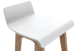 Best Sale Miliboo Taburete / Silla de bar escandinavo 65cm blanco patas madera BALTIK