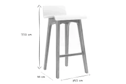 Best Sale Miliboo Taburete / Silla de bar escandinavo 65cm blanco patas madera BALTIK