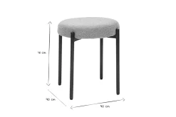 Outlet Miliboo Taburete bajo apilable de tejido efecto aterciopelado texturizado gris claro y metal negro 41 cm KIKO