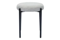 New Miliboo Taburete bajo apilable de tejido efecto aterciopelado texturizado beige y metal negro 41 cm KIKO