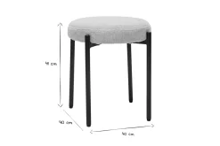 New Miliboo Taburete bajo apilable de tejido efecto aterciopelado texturizado beige y metal negro 41 cm KIKO