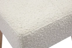 Best Sale Miliboo Taburete bajo de borreguillo blanco y madera clara maciza 46 cm GUESTA
