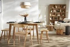 Discount Miliboo Taburete bajo de madera clara 46,5 cm DEMORY