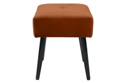 Outlet Miliboo Taburete bajo de tejido efecto aterciopelado texturizado terracota y metal negro 46 cm GUESTA