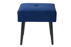 Shop Miliboo Taburete bajo de tejido efecto aterciopelado texturizado azul noche y metal negro 46 cm GUESTA