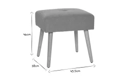 Outlet Miliboo Taburete bajo de terciopelo azul petróleo y madera clara maciza 46 cm GUESTA