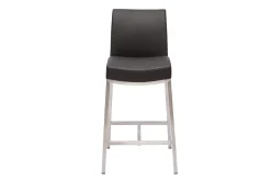 Outlet Miliboo Taburete de bar aluminio cepillado PU negro 70cm lote de dos OLLY