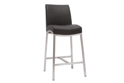 Outlet Miliboo Taburete de bar aluminio cepillado PU negro 70cm lote de dos OLLY