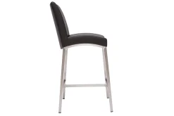Outlet Miliboo Taburete de bar aluminio cepillado PU negro 70cm lote de dos OLLY