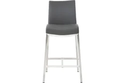 Cheap Miliboo Taburete de bar aluminio cepillado PU gris oscuro 66cm lote de dos OLLY