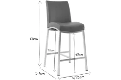Cheap Miliboo Taburete de bar aluminio cepillado PU gris oscuro 66cm lote de dos OLLY