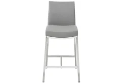 Clearance Miliboo Taburete de bar aluminio cepillado PU gris claro 66cm lote de dos OLLY