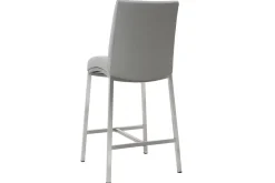 Clearance Miliboo Taburete de bar aluminio cepillado PU gris claro 66cm lote de dos OLLY