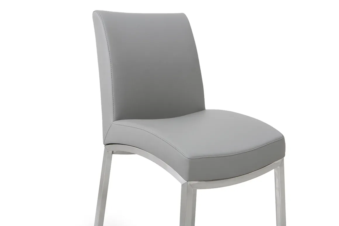 Clearance Miliboo Taburete de bar aluminio cepillado PU gris claro 66cm lote de dos OLLY