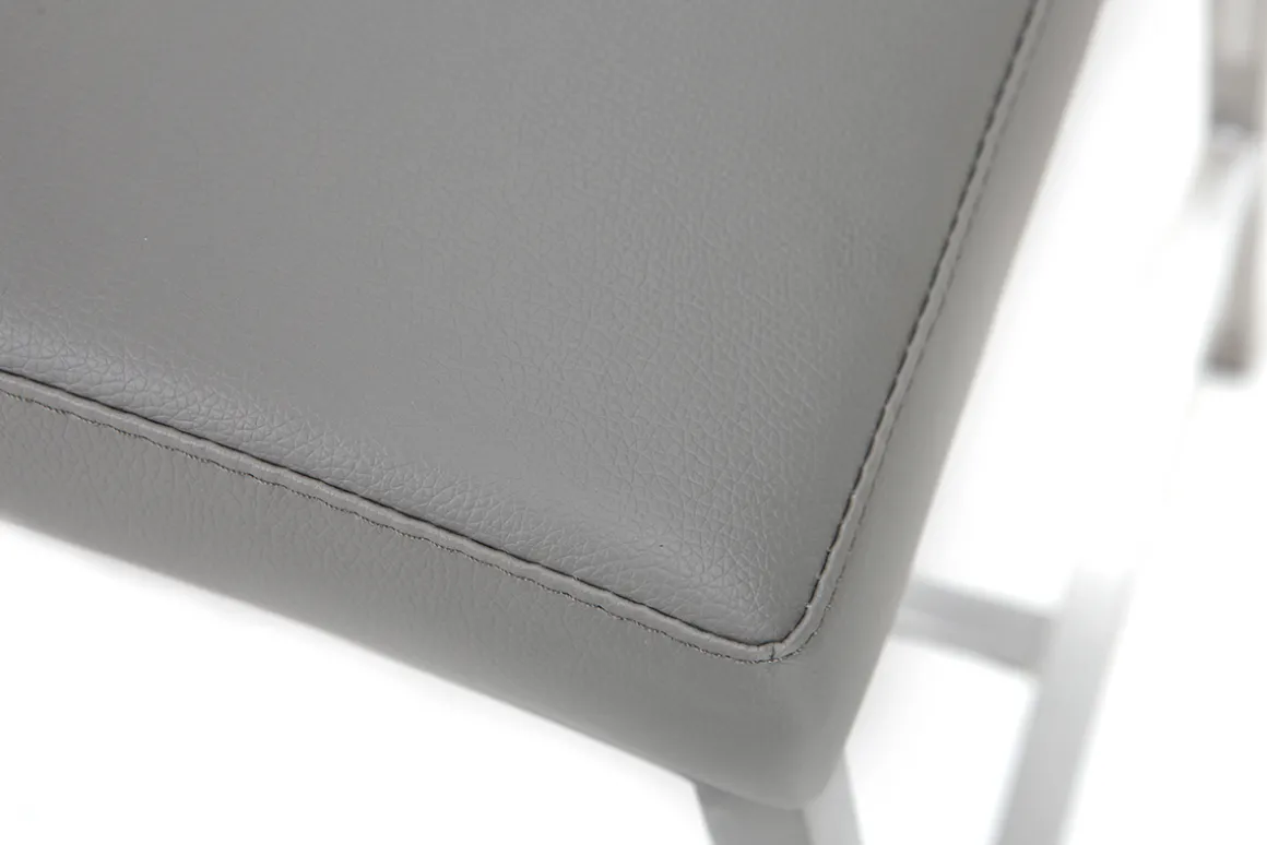 Clearance Miliboo Taburete de bar aluminio cepillado PU gris claro 66cm lote de dos OLLY