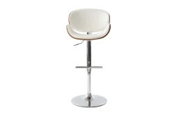 Store Miliboo Taburete de bar de diseño blanco y madera WALNUT
