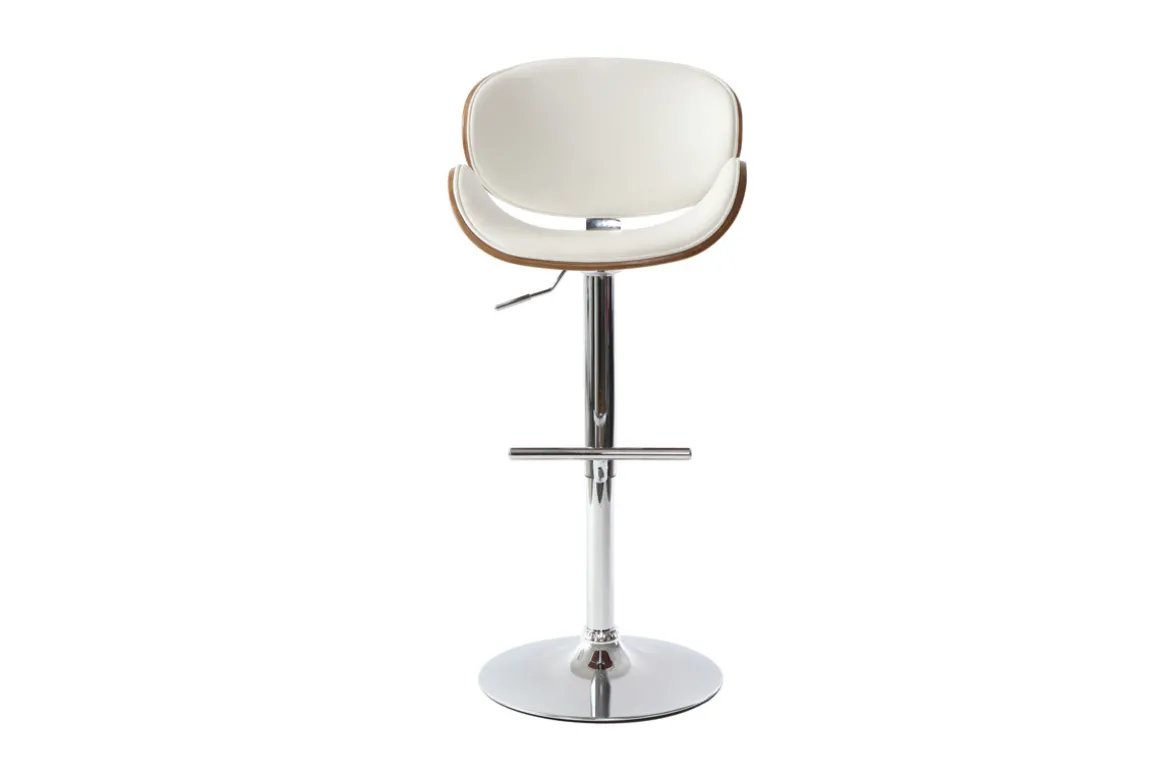Store Miliboo Taburete de bar de diseño blanco y madera WALNUT