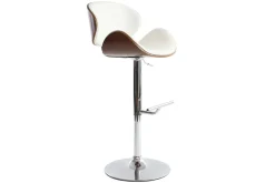 Store Miliboo Taburete de bar de diseño blanco y madera WALNUT