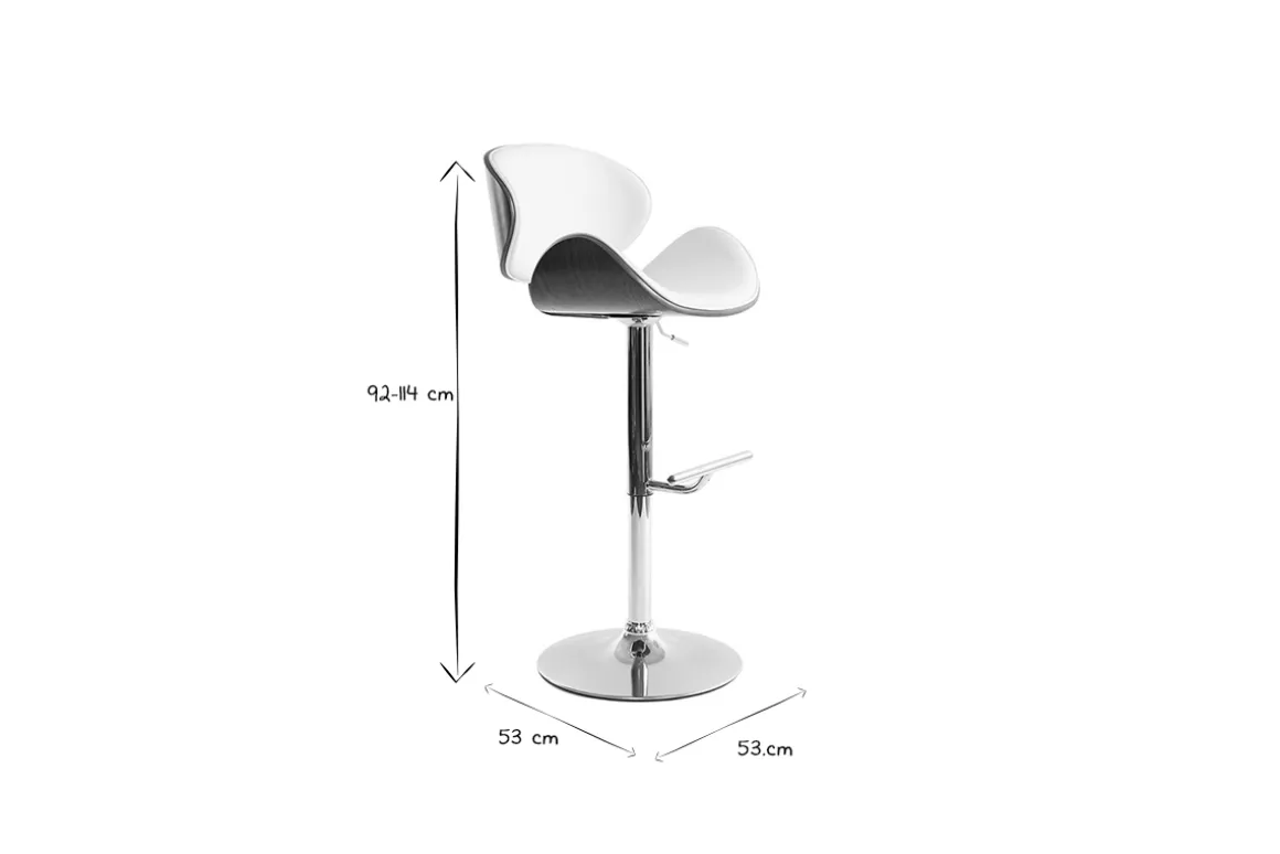 Store Miliboo Taburete de bar de diseño blanco y madera WALNUT