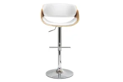 Discount Miliboo Taburete de bar diseño blanco y madera clara BENT