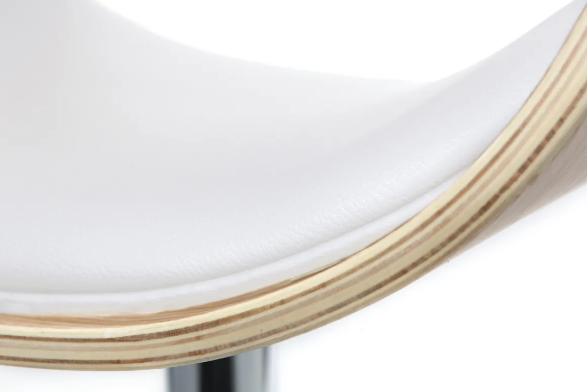 Discount Miliboo Taburete de bar diseño blanco y madera clara BENT