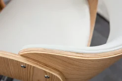 Discount Miliboo Taburete de bar diseño blanco y madera clara BENT