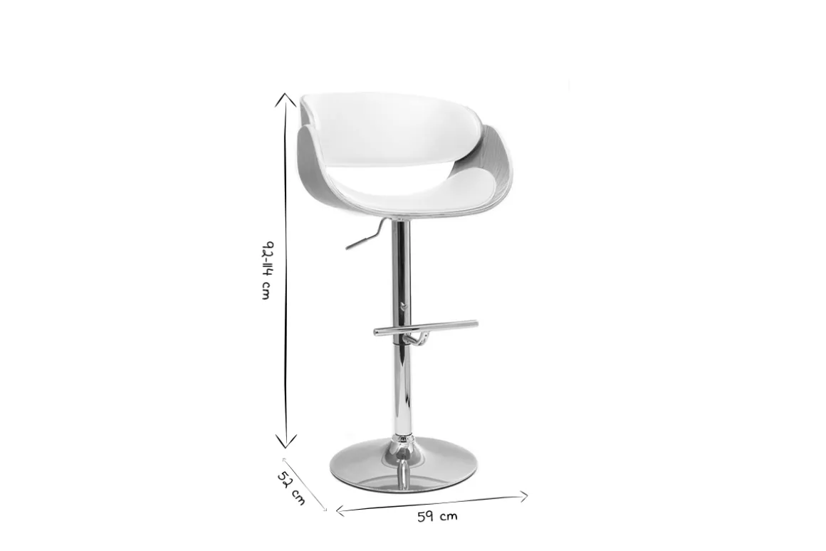 Discount Miliboo Taburete de bar diseño blanco y madera clara BENT