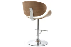 Clearance Miliboo Taburete de bar diseño blanco y madera clara WALNUT