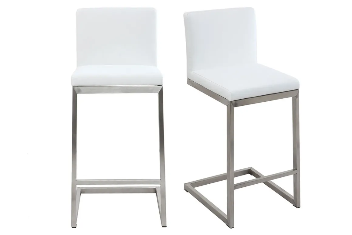 Online Miliboo Taburete de bar diseño contemporáneo con pies de aluminio (lote de 2) STELLAR