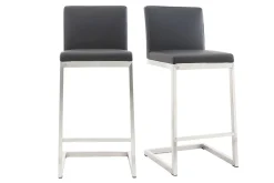 Flash Sale Miliboo Taburete de bar diseño contemporáneo - aluminio y PU negro lote de dos STELLAR