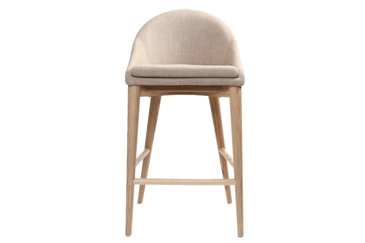 Fashion Miliboo Taburete de bar diseño madera y polyester beige DALIA